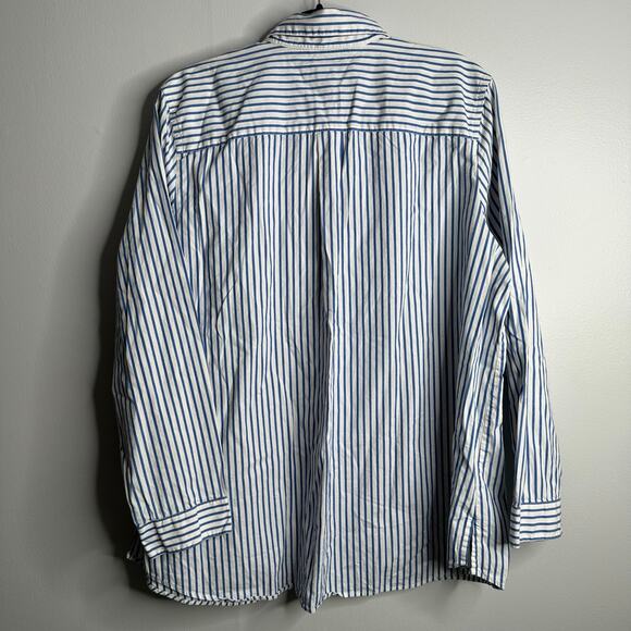 Tommy Hilfiger cotton blue + white vertical stripe relaxed fit button up shirt - Picture 7 of 7